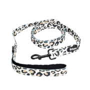 hundkoppel i ljust leopardmönster